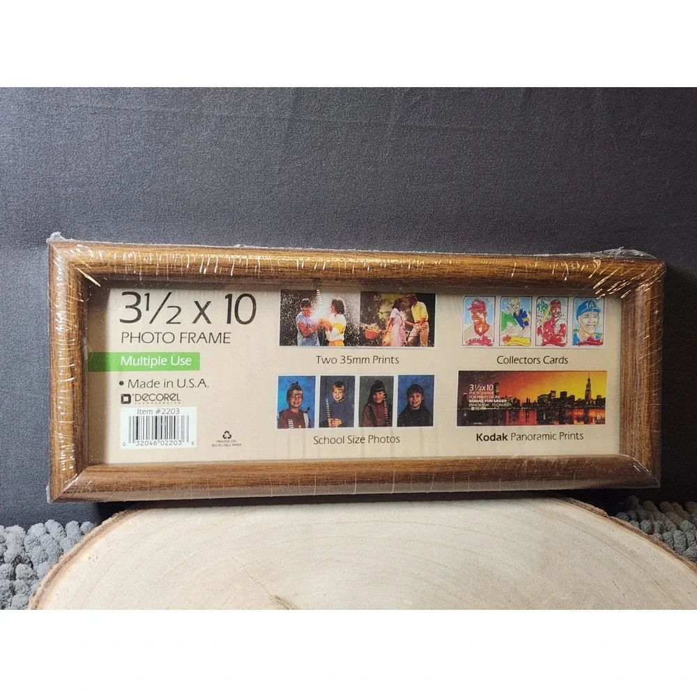 Vintage Decorel Panorama PICTURE Frame Wood New 3.5 x 10